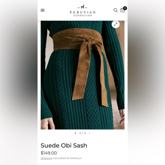 Peruvian Connection Suede Obi Sash -new never worn - Picture 4 of 5